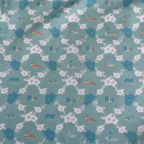 Straight Down Men’s Tropical Golf Polo Blue Orange Large short sleeve - Picture 5 of 14